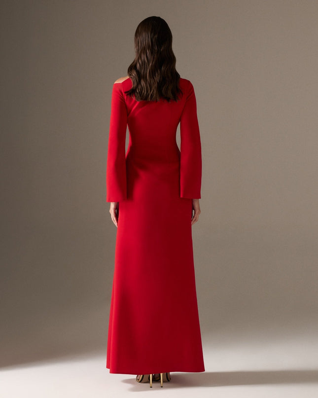 Nia | Bare Shoulder Crepe Maxi Dress