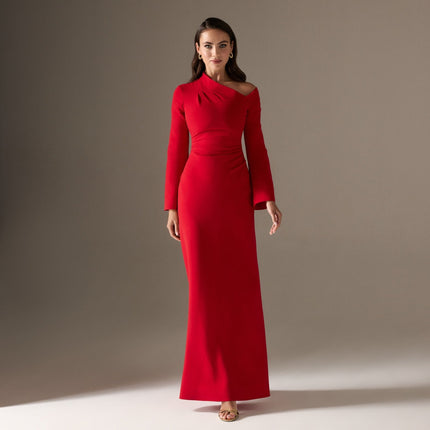 Nia | Bare Shoulder Crepe Maxi Dress