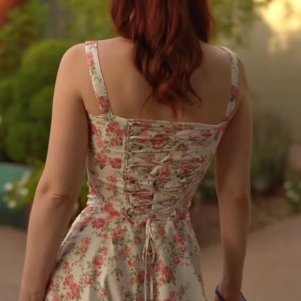 Nora | Fitted Floral Print Midi Sundress