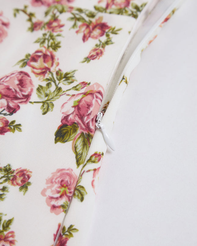 Nora | Fitted Floral Print Midi Sundress