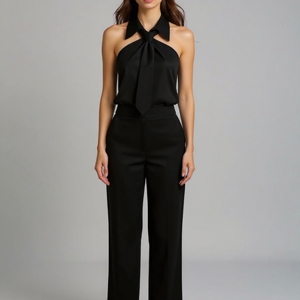 Odette | Tailored Fit Sleeveless Halter Holiday Blouse - Black / XS(2)