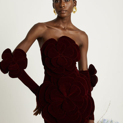 Olivia | Off Shoulder Floral Appliqué Mini Dress