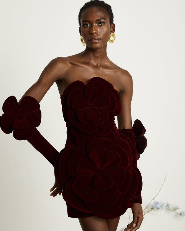 Olivia | Off Shoulder Floral Appliqué Mini Dress