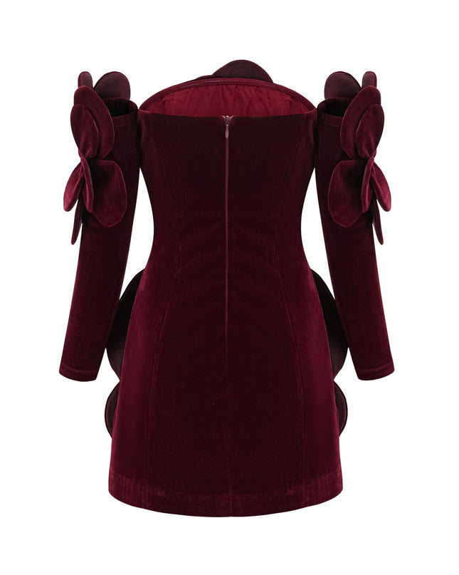 Olivia | Off Shoulder Floral Appliqué Mini Dress