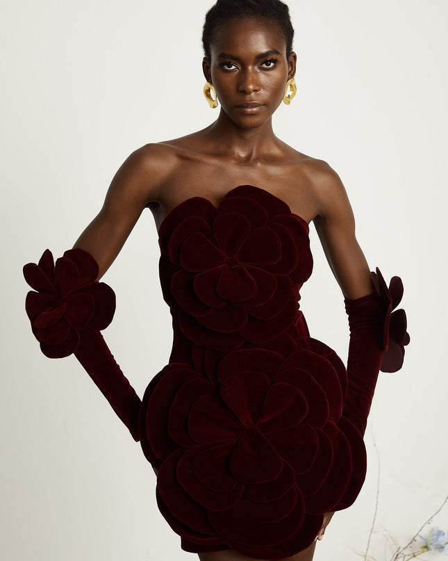 Olivia | Off Shoulder Floral Appliqué Mini Dress