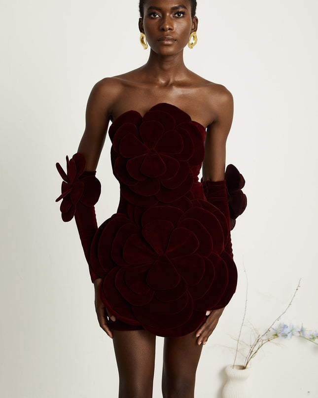 Olivia | Off Shoulder Floral Appliqué Mini Dress