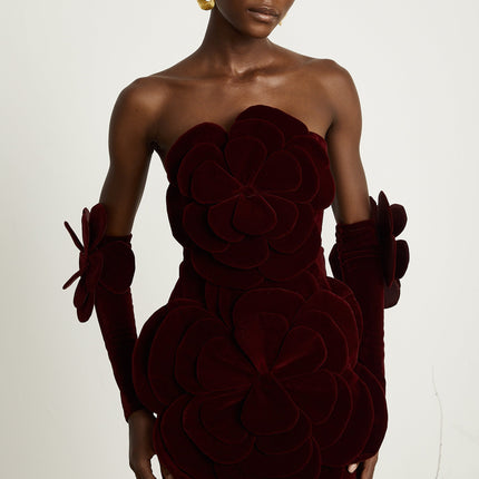 Olivia | Off Shoulder Floral Appliqué Mini Dress