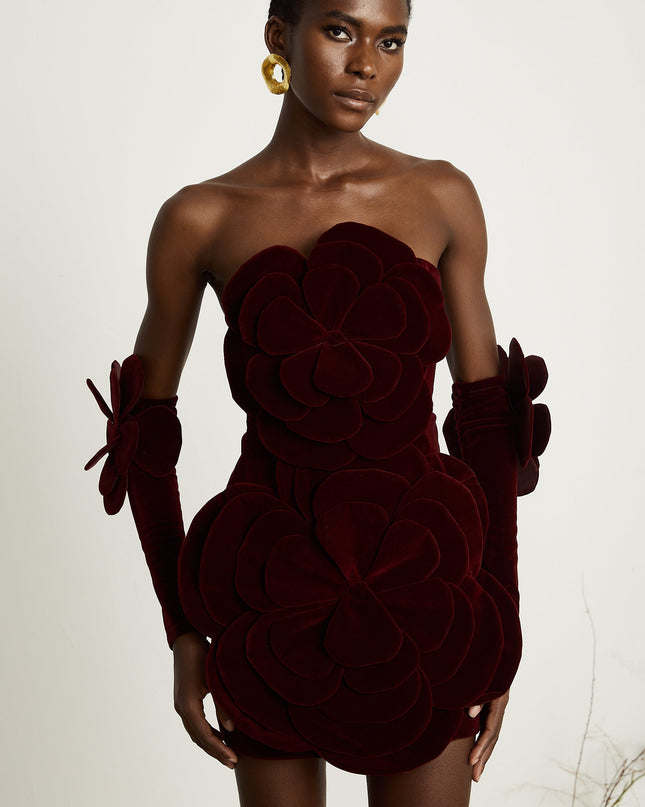 Olivia | Off Shoulder Floral Appliqué Mini Dress