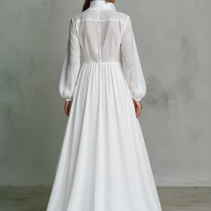Payton | Stand-Up Collar Long Sleeve Kaftan Maxi Dress - Back View