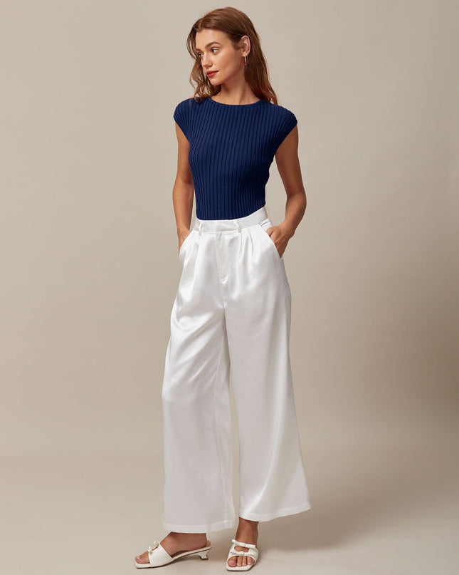 Petra | Fitted Ribbed Cap Sleeve Knit Tee