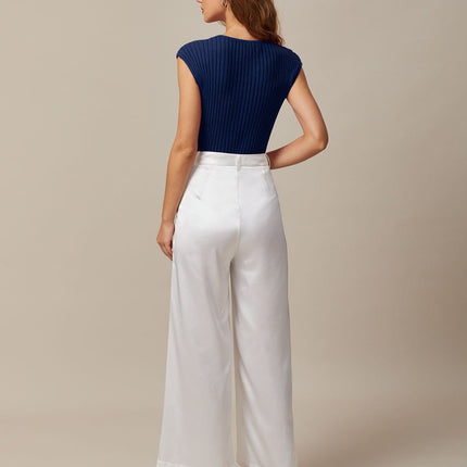 Petra | Fitted Ribbed Cap Sleeve Knit Tee