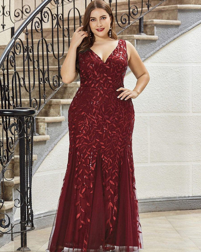 Priscilla | Fishtail Fit Double V-Neck Evening Dress