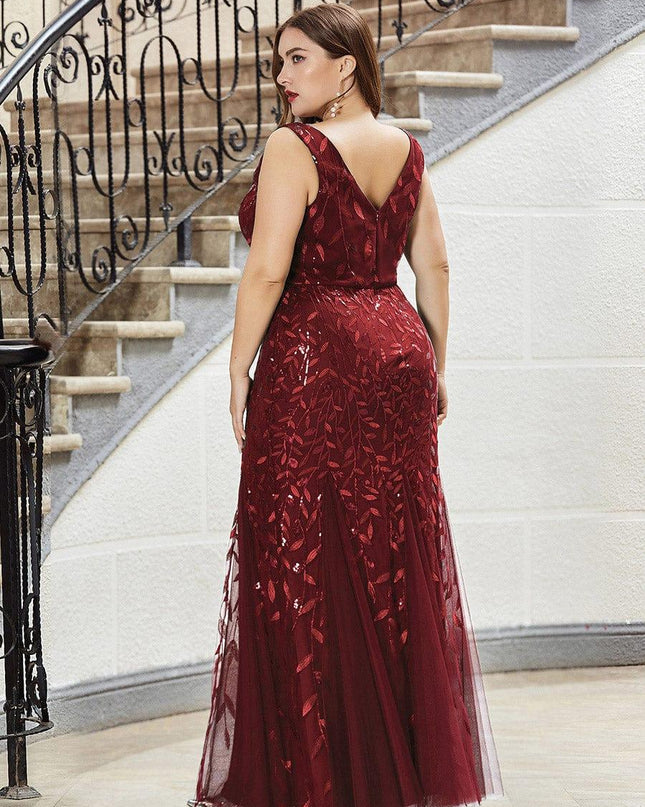 Priscilla | Fishtail Fit Double V-Neck Evening Dress