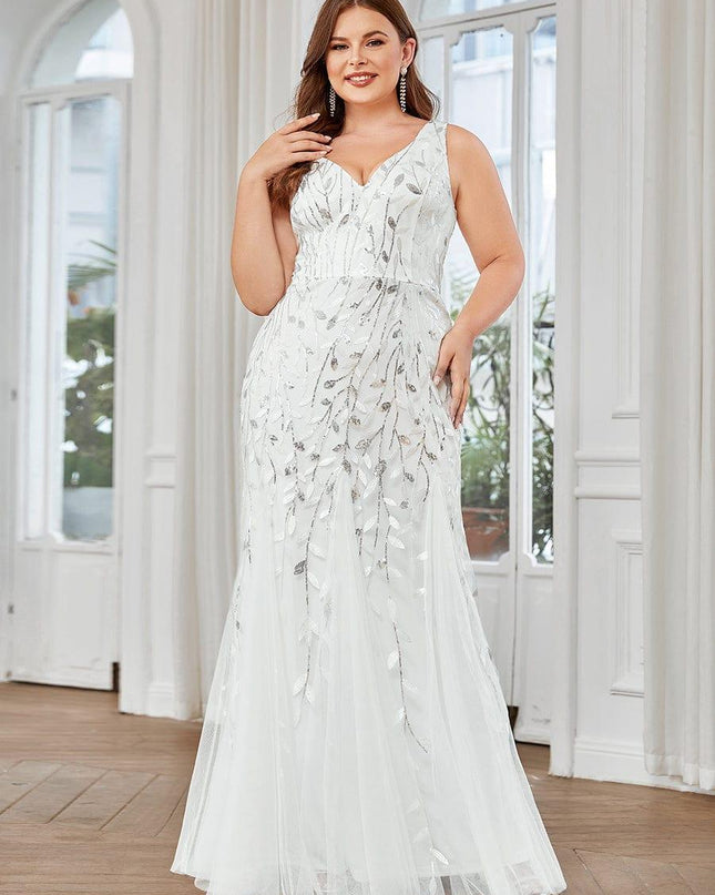 Priscilla | Fishtail Fit Double V-Neck Evening Dress