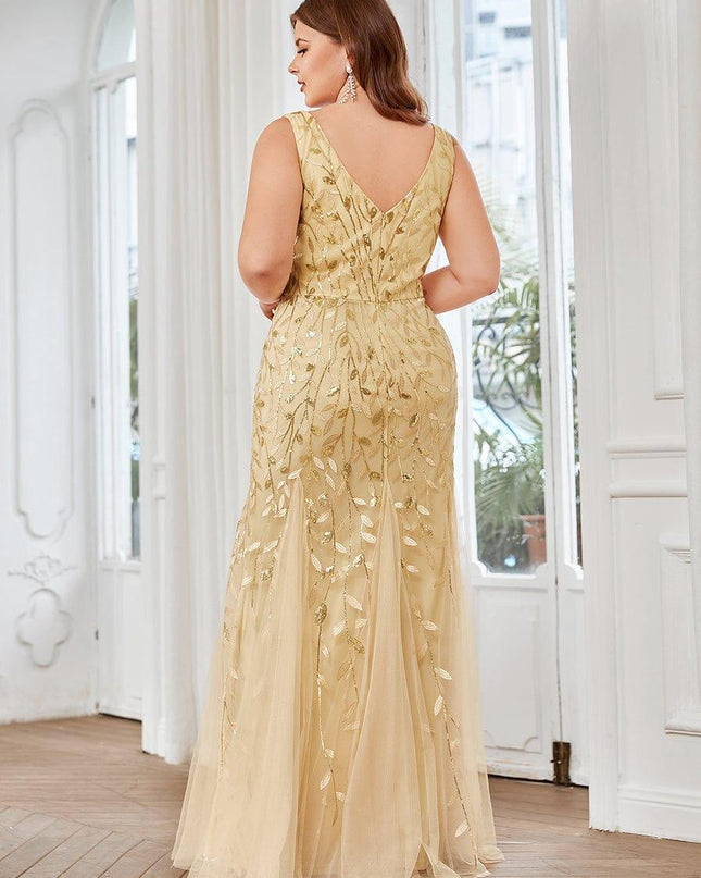 Priscilla | Fishtail Fit Double V-Neck Evening Dress