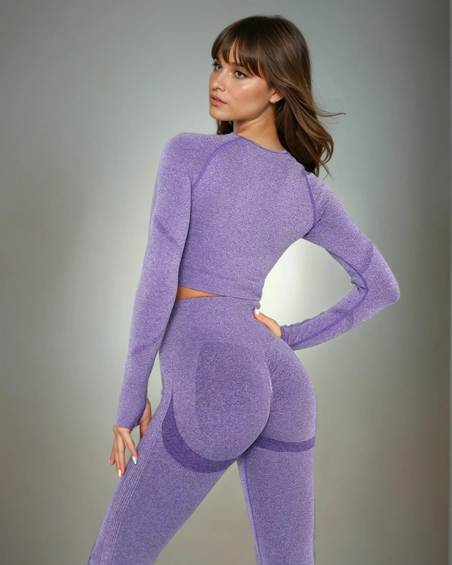 Apex | Long Sleeve Seamless Top – Bold Style with Sculpted Comfort - Medium Purple