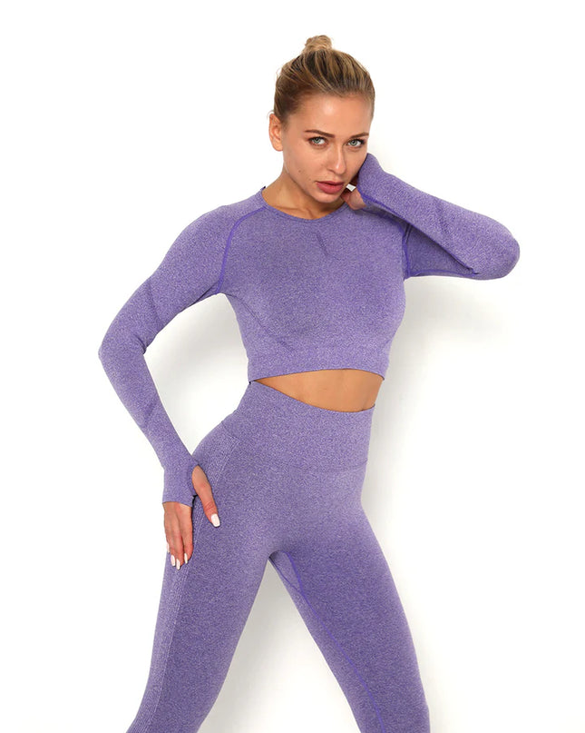 Apex | Long Sleeve Seamless Top – Bold Style with Sculpted Comfort - Medium Purple