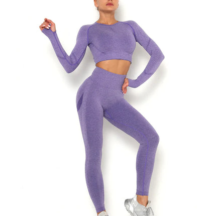 Apex | Long Sleeve Seamless Top – Bold Style with Sculpted Comfort - Medium Purple