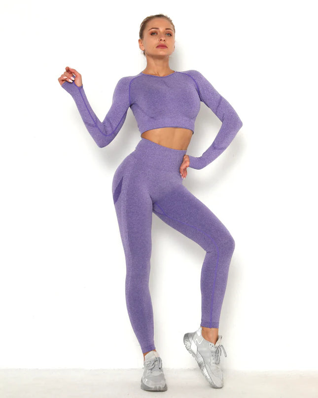 Apex | Long Sleeve Seamless Top – Bold Style with Sculpted Comfort - Medium Purple