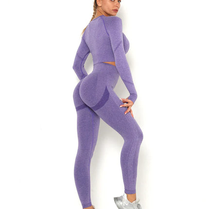 Apex | Long Sleeve Seamless Top – Bold Style with Sculpted Comfort - Medium Purple