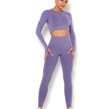 Apex | Long Sleeve Seamless Top – Bold Style with Sculpted Comfort - Medium Purple