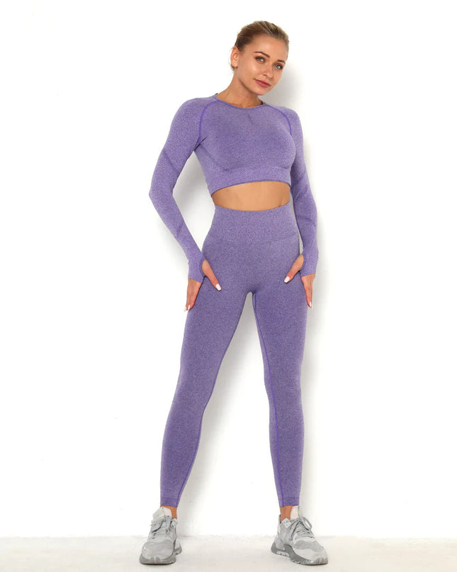 Apex | Long Sleeve Seamless Top – Bold Style with Sculpted Comfort - Medium Purple