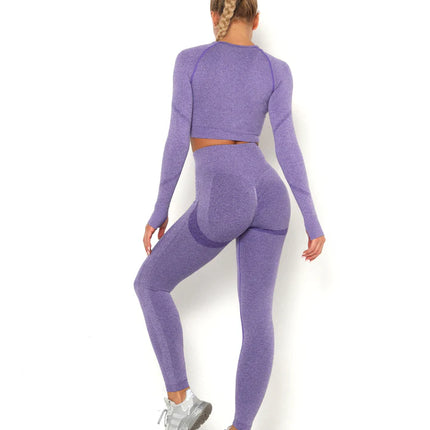 Apex | Long Sleeve Seamless Top – Bold Style with Sculpted Comfort - Medium Purple