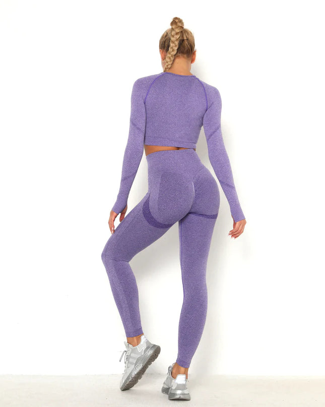 Apex | Long Sleeve Seamless Top – Bold Style with Sculpted Comfort - Medium Purple