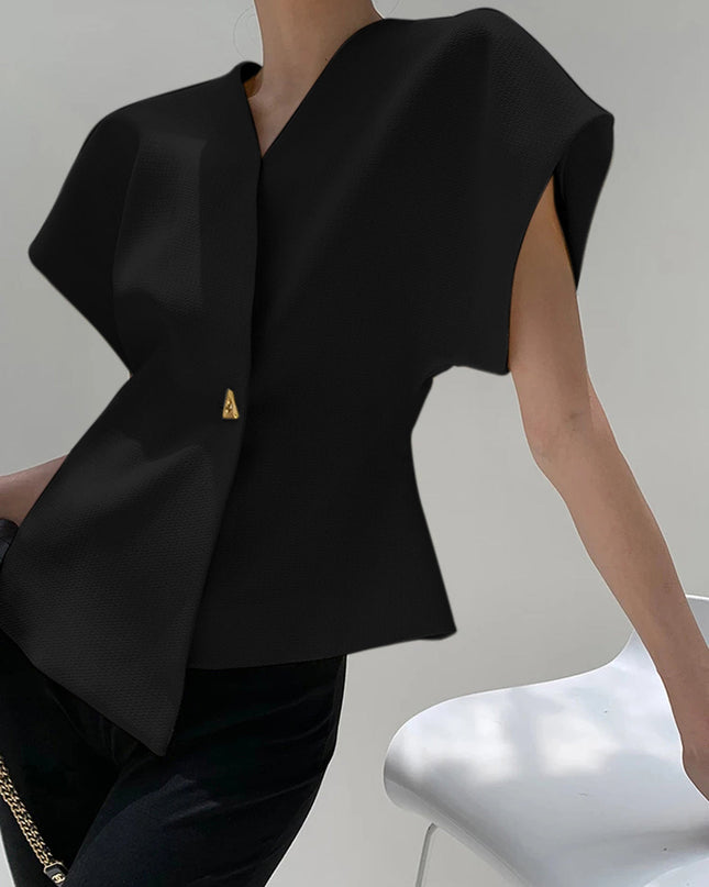 Ramona | Relaxed Fit V-Neck Button-Down Blouse