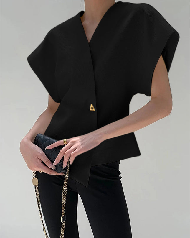 Ramona | Relaxed Fit V-Neck Button-Down Blouse