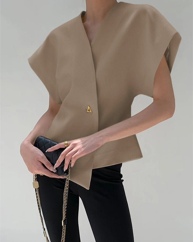 Ramona | Relaxed Fit V-Neck Button-Down Blouse