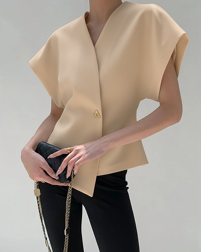 Ramona | Relaxed Fit V-Neck Button-Down Blouse