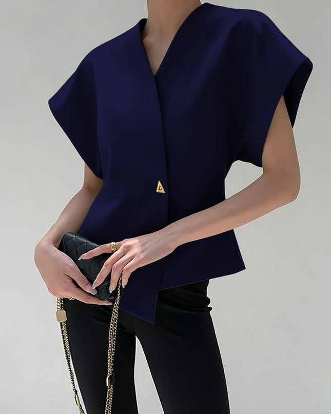 Ramona | Relaxed Fit V-Neck Button-Down Blouse