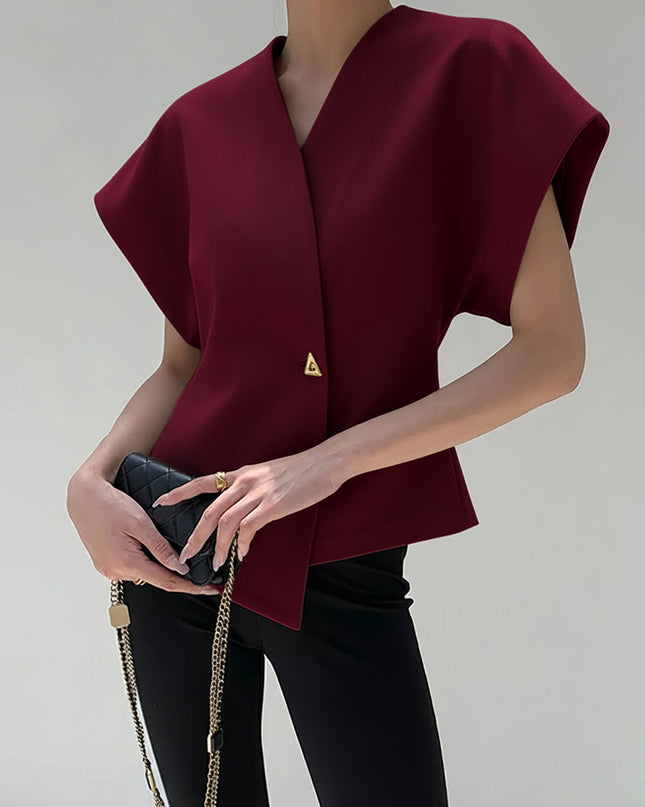 Ramona | Relaxed Fit V-Neck Button-Down Blouse