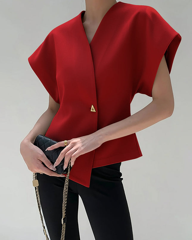 Ramona | Relaxed Fit V-Neck Button-Down Blouse