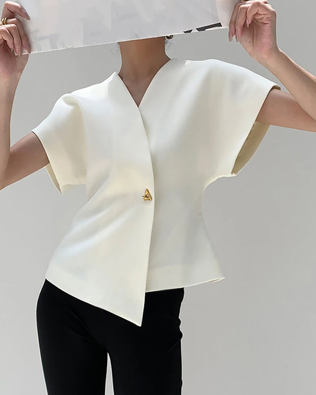 Ramona | Relaxed Fit V-Neck Button-Down Blouse