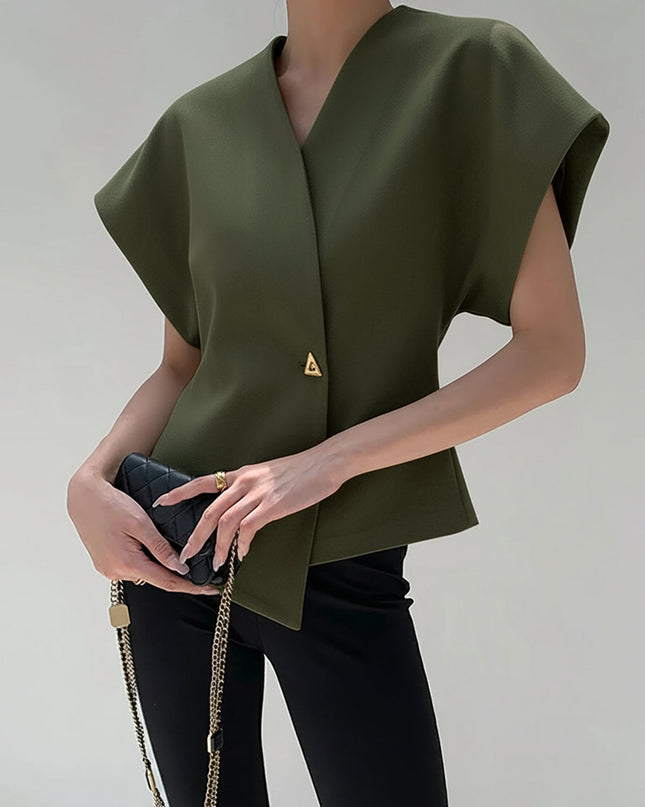 Ramona | Relaxed Fit V-Neck Button-Down Blouse