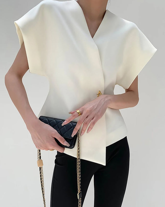 Ramona | Relaxed Fit V-Neck Button-Down Blouse