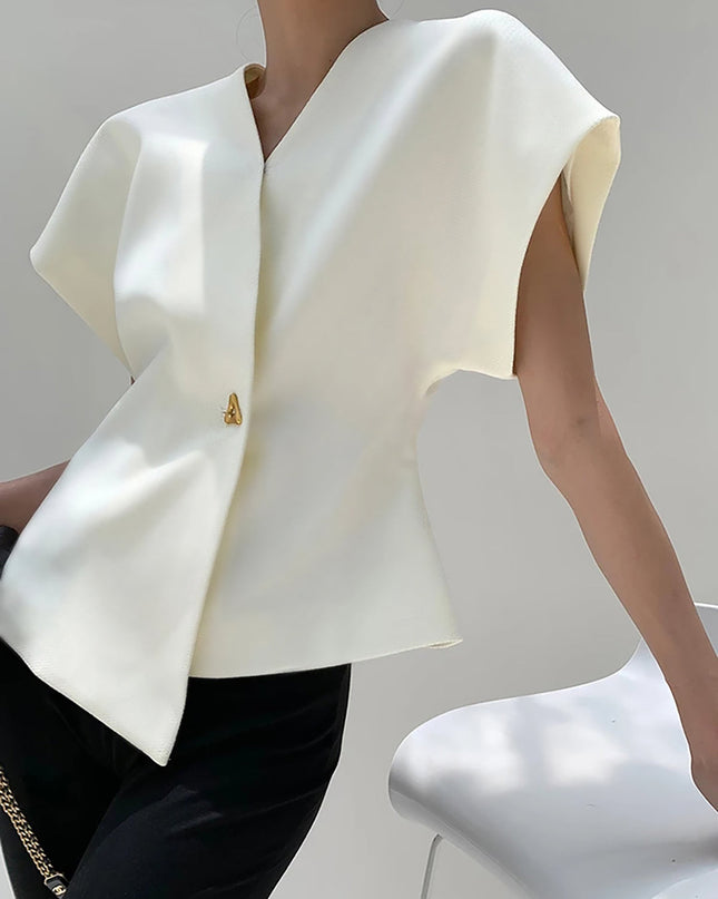 Ramona | Relaxed Fit V-Neck Button-Down Blouse