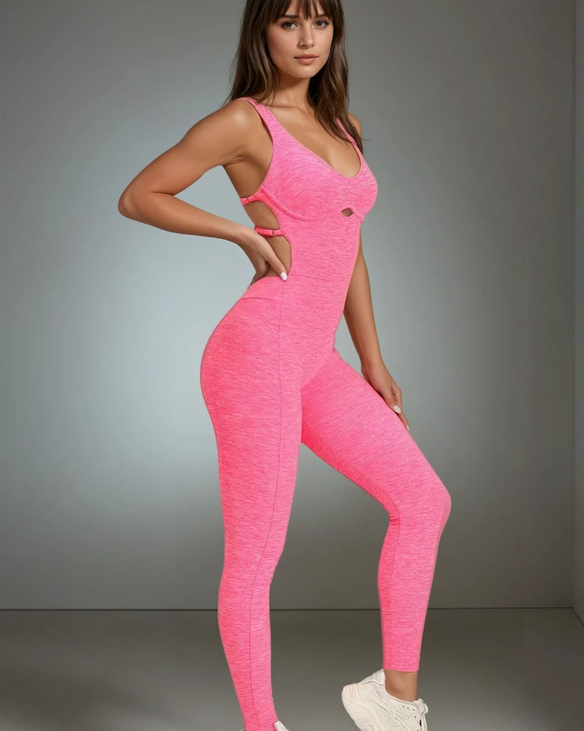 Peak | Women's Seamless Jumpsuit – Trendy & Comfortable Activewear - Rosy Pink