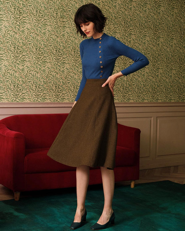 Ruby | Slim Fit Mock Neck Ribbed Knit Top