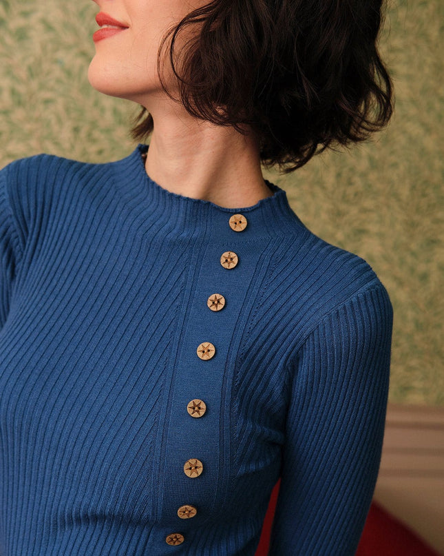 Ruby | Slim Fit Mock Neck Ribbed Knit Top