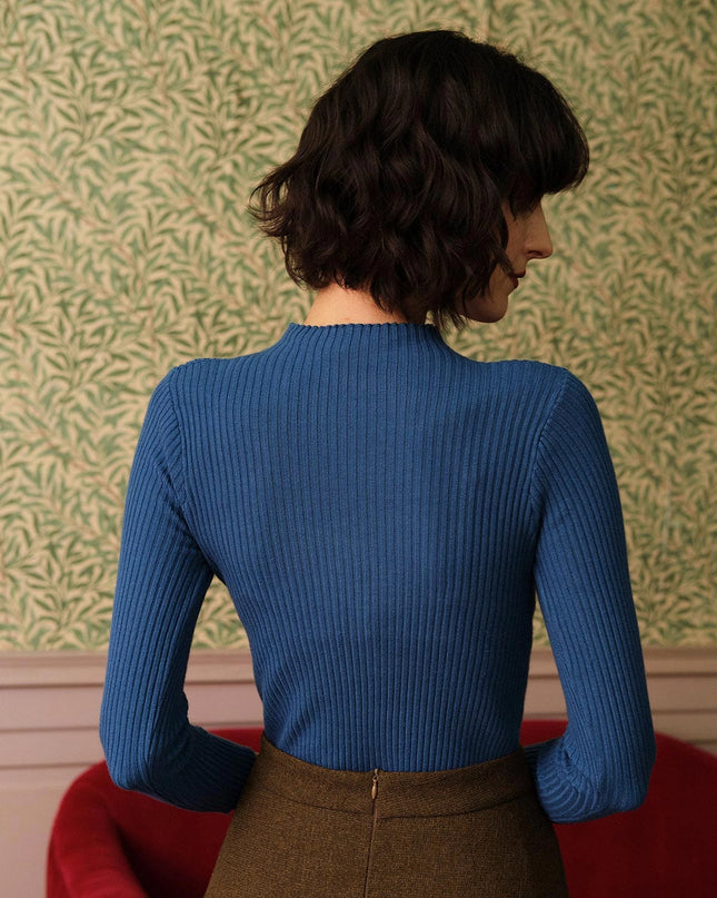 Ruby | Slim Fit Mock Neck Ribbed Knit Top