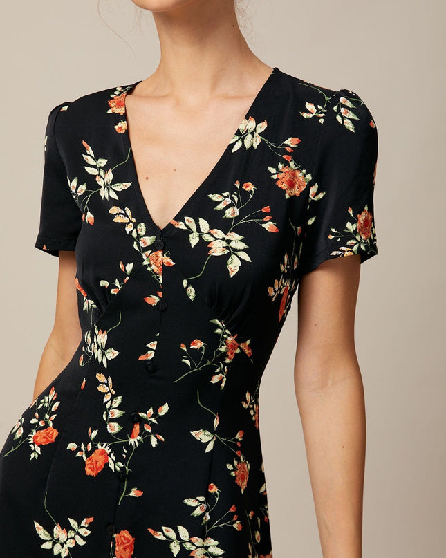 Sabine | V-Neck Floral Button-Up Summer Mini Dress