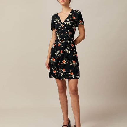 Sabine | V-Neck Floral Button-Up Summer Mini Dress
