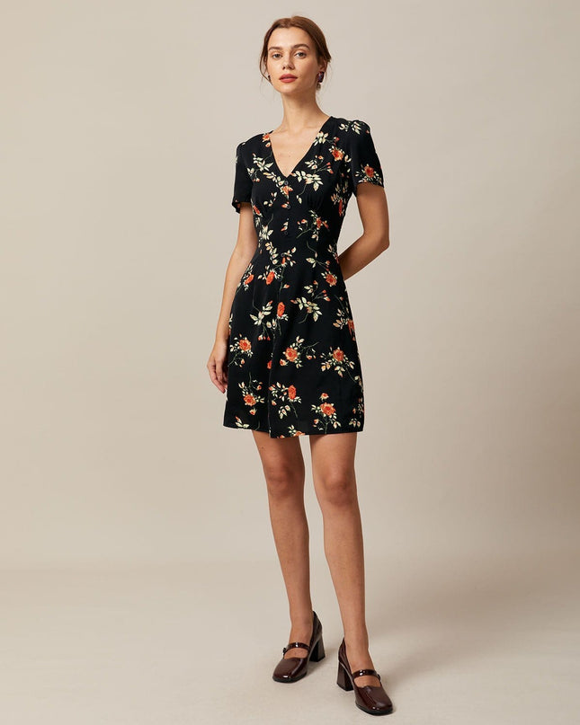 Sabine | V-Neck Floral Button-Up Summer Mini Dress