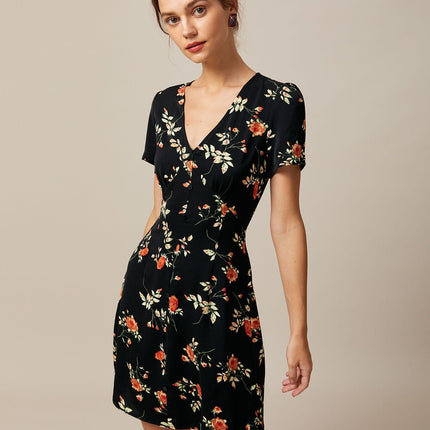 Sabine | V-Neck Floral Button-Up Summer Mini Dress