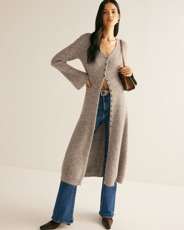 Sadie | Relaxed Fit V-Neck Split Sweater Dress