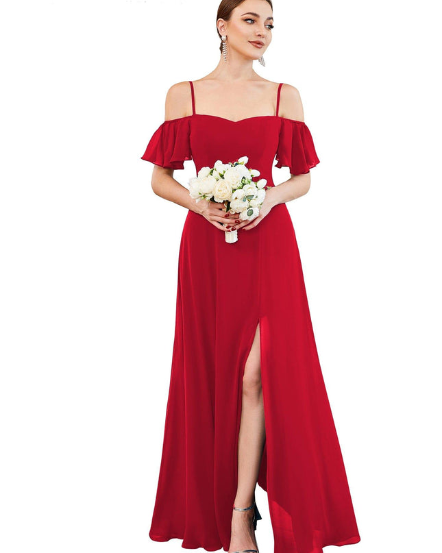 Saoirse | Cold-Shoulder Floor-Length Bridesmaid Dress