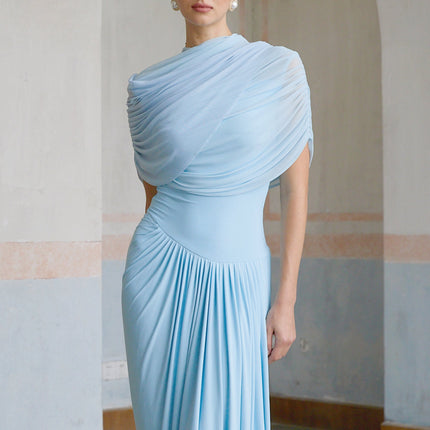 Shea | Asymmetrical Pleated Wedding Guest Maxi Dress